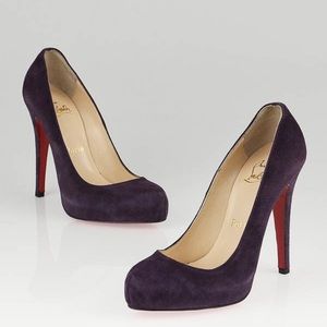 CHRISTIAN LOUBOUTIN Rolando Purple Suede Heels 37